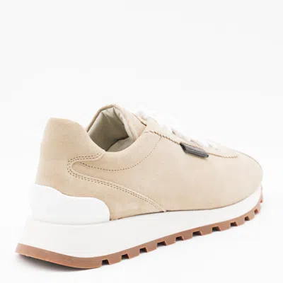 Brunello Cucinelli Beige Leather Sneakers