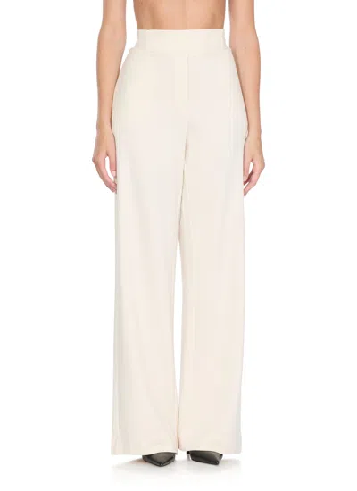 D Exterior D. Exterior Ivory Wide-leg Viscose Pants With Herringbone Pattern In White