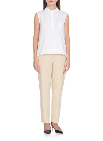 Peserico Sleek Trapezoid Polo Shirt With Masculine Collar In White