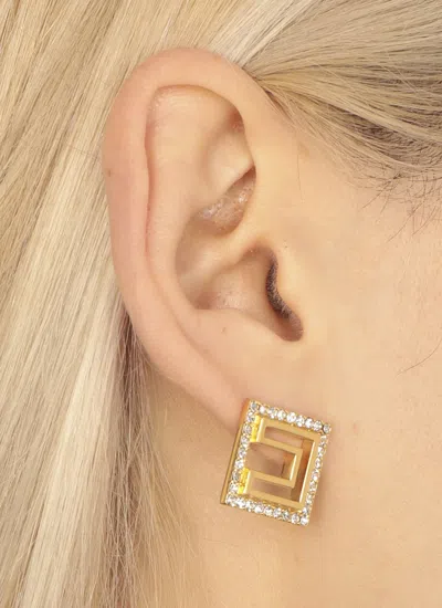 Elisabetta Franchi Earrings With Logo In Gold