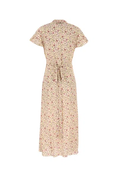 Miu Miu Printed Silk Dress In Neutral
