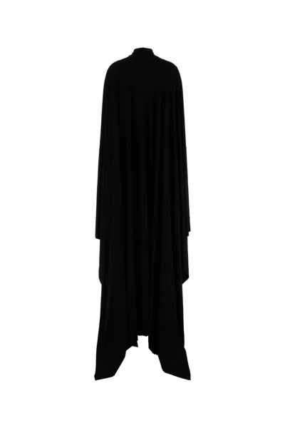 Balenciaga Viscose Dress Draped Design Flowing Silhouette In Black