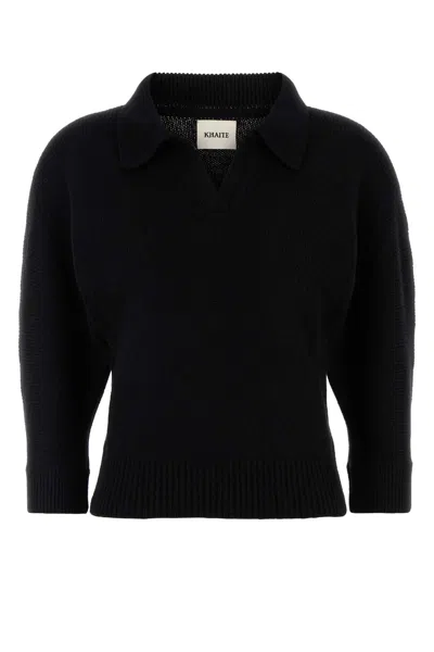 Khaite Black Cashmere Herve Polo Shirt In Black