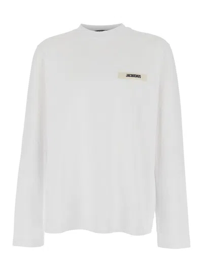 Jacquemus Le Tshirt Gros Grain Cotton Ls  T-shirt In White