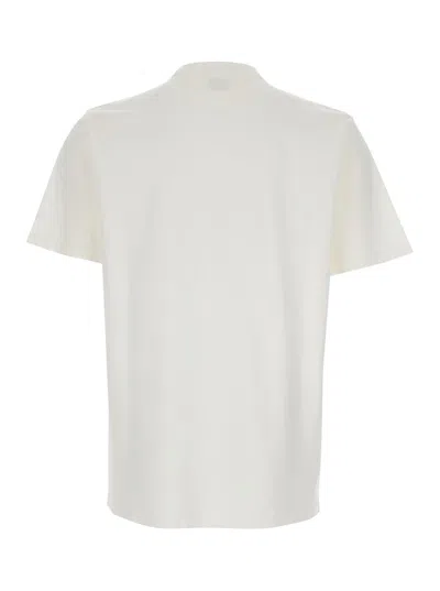 C.p. Company White Crewneck T-shirt With Logo Lettering On The Front In White