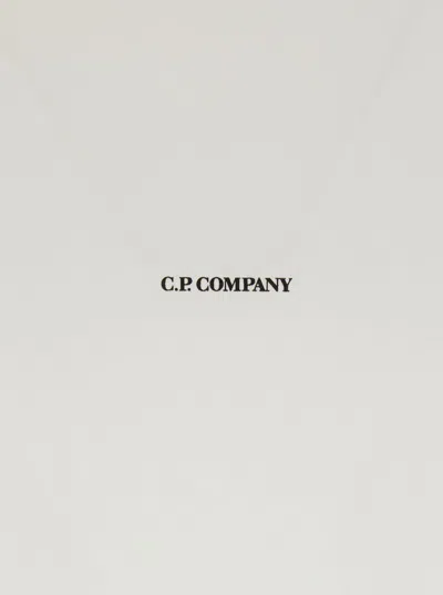 C.p. Company White Crewneck T-shirt With Logo Lettering On The Front In White