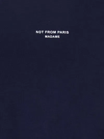 Drôle De Monsieur Le T-shirt Slogan Classique Blue Crewneck T-shirt With Slogan Print Detail On The Front In Cotton Ma In Blue
