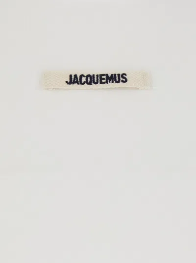 Jacquemus Le T-shirt Gros Grain White Crewneck T-shirt With Logo Patch On The Front In Cotton Stretch Woman In White