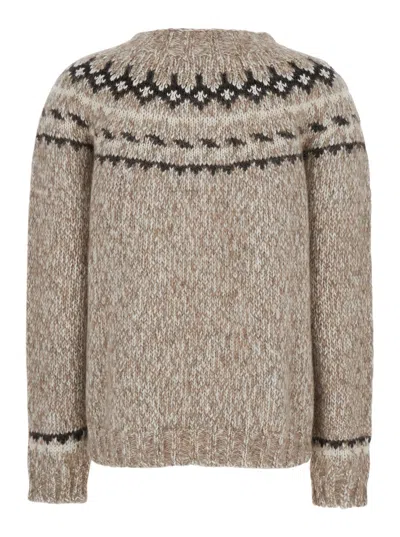 P.a.r.o.s.h Beige Crewneck Sweater In Wool Blend Woman In Brown