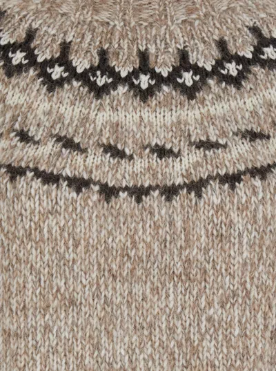 P.a.r.o.s.h Beige Crewneck Sweater In Wool Blend Woman In Brown