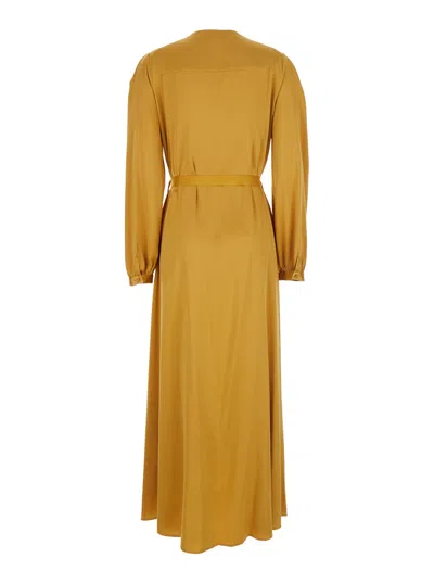 Forte Forte Silk Long Sleeves ,maxi Dress In Yellow