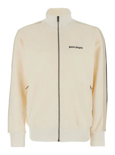 Palm Angels 'classic Logo' White Sweatshirt With Logo Printed On The Front In Neutral