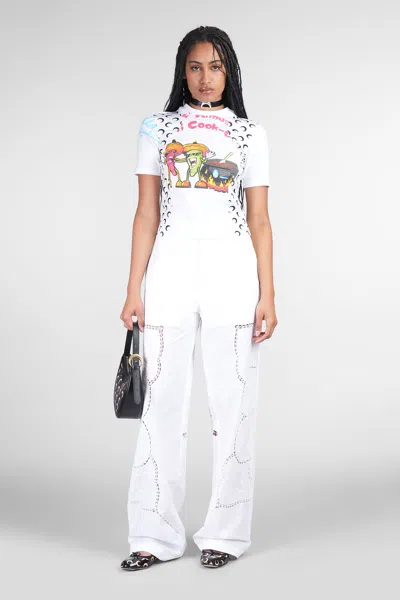Marine Serre Pants In White Cotton In White