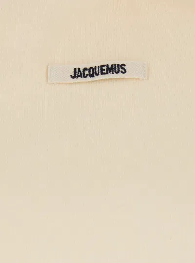 Jacquemus Cotton Hoodie With Drawstring Hood And Ribbed Details In Neutral