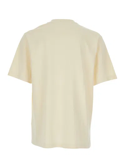 Jacquemus 'le T-shirt Gros Grain' Beige T-shirt With Logo Patch On The Front In Neutral