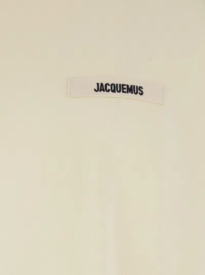 Jacquemus 'le T-shirt Gros Grain' Beige T-shirt With Logo Patch On The Front In Neutral