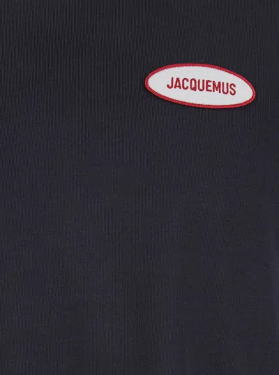 Jacquemus Le T-shirt Stazione Blu Crewneck T-shirt With Logo Patch On The Front In Cotton Jersey Man