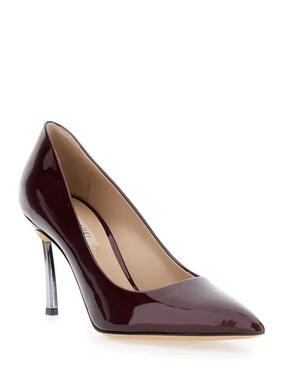 Casadei Bordeaux Pumps With High Stiletto Heel In Patent Leather Woman In Black
