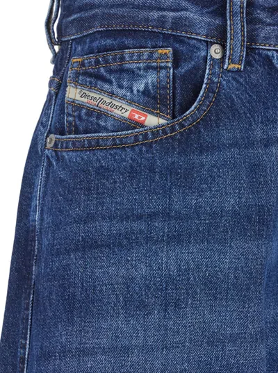Diesel 'd-sire 1996' Blue Jeans With Wide Leg And Logo Patch On The Rear In Blue