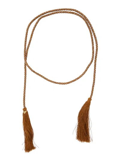 Forte Forte Tie-around Braided Tassel Belt In Brown