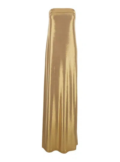 Norma Kamali Strapless Tailored Side Slit Gown