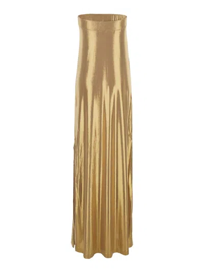 Norma Kamali Strapless Tailored Side Slit Gown