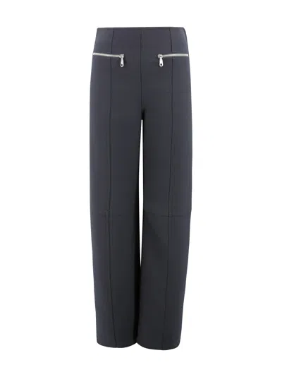 Etro High Waist Straight Trousers With Silver Zips In Gray