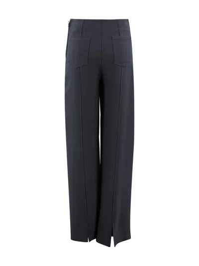 Etro High Waist Straight Trousers With Silver Zips In Gray