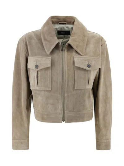 Arma Short Suede Biker Jacket In Brown