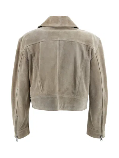 Arma Short Suede Biker Jacket In Brown