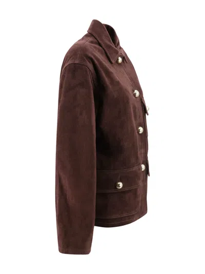 Arma Gold-button Flap-pocket Jacket In Brown