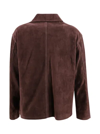 Arma Gold-button Flap-pocket Jacket In Brown
