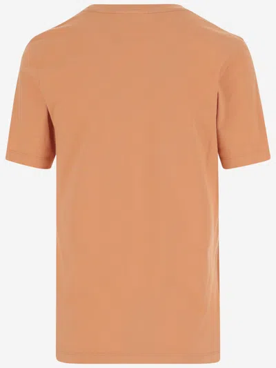 Maison Kitsuné Cotton T-shirt With Fox Patch In Orange