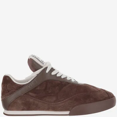 Chloé Brown Calf Leather Bos Taurus Low Top Trainers In Animal Print