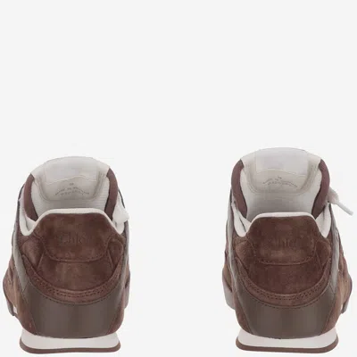 Chloé Brown Calf Leather Bos Taurus Low Top Trainers In Animal Print