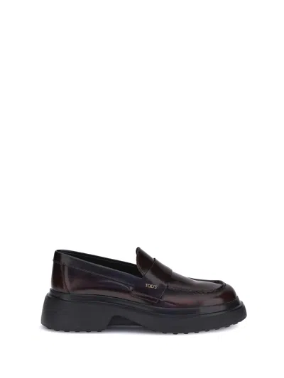 Tod's Patent Leather Loafers In Brown