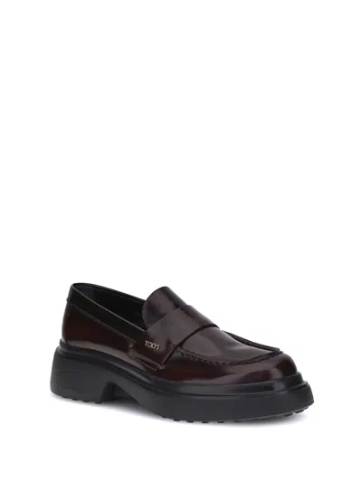 Tod's Patent Leather Loafers In Brown