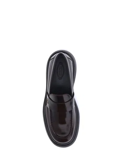 Tod's Patent Leather Loafers In Brown
