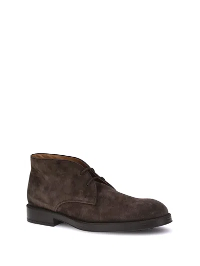 Tod's Suede Ankle Boot With Lace-up Closure And Rubber Sole In Black