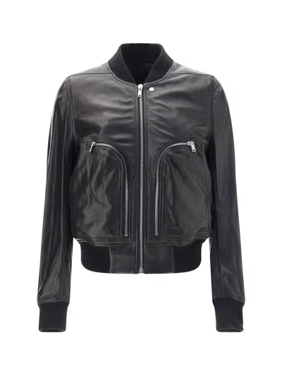 Rick Owens Bauhaus Flight Leather Jacket In Black