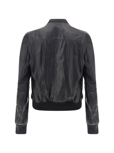 Rick Owens Bauhaus Flight Leather Jacket In Black