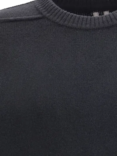 Rick Owens Exposed Stitching Wool Sweater In Black
