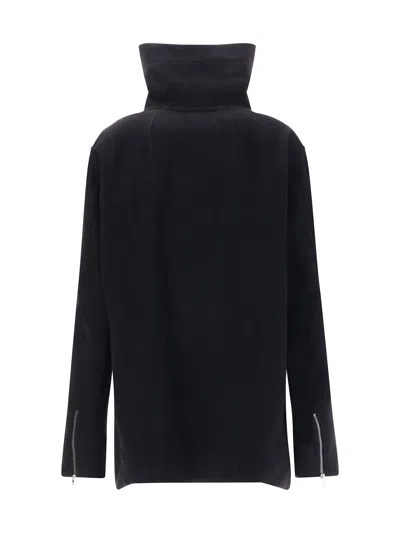 Rick Owens High Collar Wool Jacket In Black