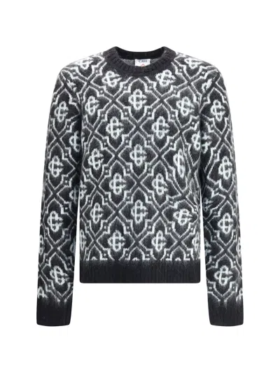 Casablanca Black Mohair Blend Monogrammed Sweater Men In Black