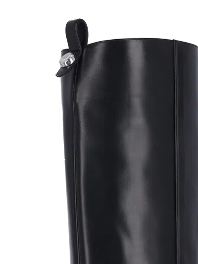 Attico Leather High Shaft Ankle Boots With Pointed Toe
