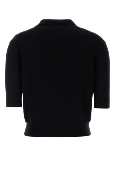 Khaite Midnight Blue Stretch Cashmere Polo Shirt