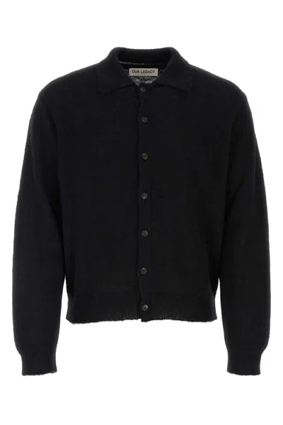 Our Legacy Fine Knit Polo Sweater In Black