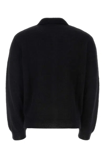 Our Legacy Fine Knit Polo Sweater In Black
