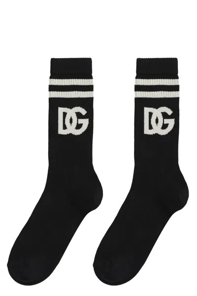 Dolce & Gabbana Intarsia-knit Logo Socks