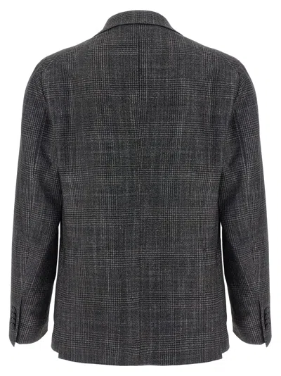 Tagliatore Blazer Check Pattern Front Pockets In Gray